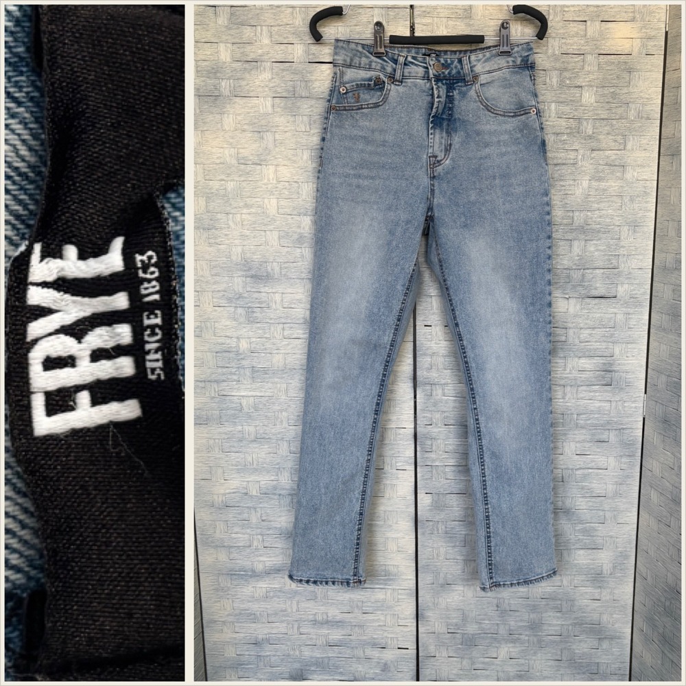 FRYE Womens 4/27 Light Wash Acid‎ Wash Denim Jeans Straight Leg